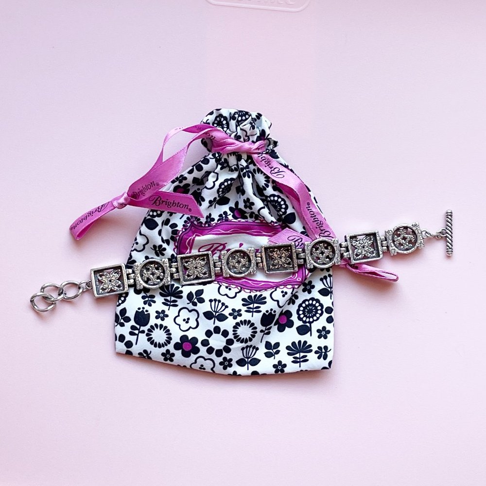 Brighton Silver Toggle Closure Wide Bracelet With… - image 4